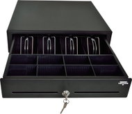 Virtuos pokladní zásuvka C410C s kabelem, kovové držáky, 9-24V, černá - Cash Drawer