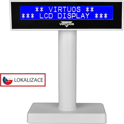 Virtuos LCD FL-2026MB 2x20 white, USB - Customer Display - Main image