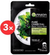 GARNIER Pure Charcoal Purifying & Hydrating Pore-Tightening Black Tissue Mask 3× 28 g - Arcpakolás