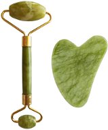 PALSAR7 Masážny valček a doštička Guasha – zelený xiuyan jadeit - Kozmetická sada