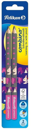 Pelikan Combino B, Triangular Pink - Pack of 2 - Pencil - Main image