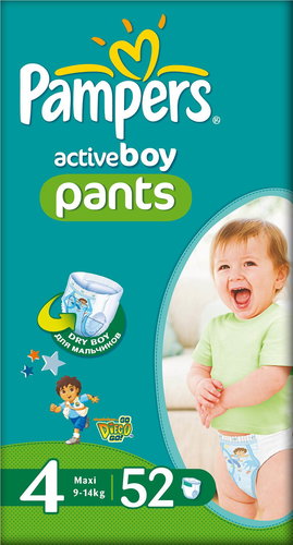 Pampers Active Boy Maxi 52 pcs - Baby Nappies - Main image
