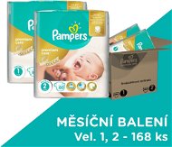 PAMPERS Premium Care Newborn veľ. 1 (88 ks) + Mini veľ. 2 (80 ks) – mesačná zásoba - Detské plienky