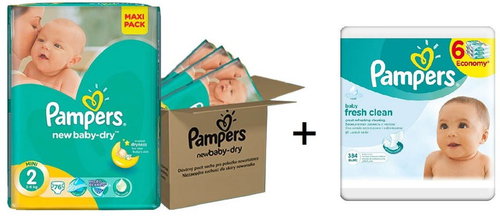 Pampers set NewBaby MINI 3-6 kg, size 2 + Gift Shaun the Sheep - Toiletry Set - Main image