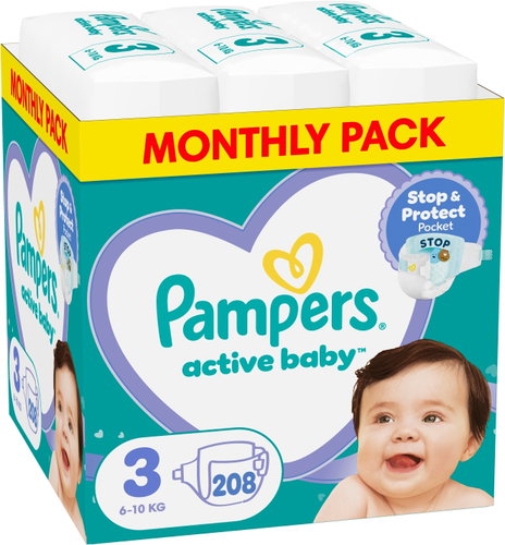PAMPERS Active Baby size 3 Midi (208 pcs) - monthly pack - Disposable Nappies - Main image