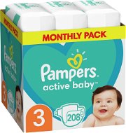 PAMPERS Active Baby 3-as méret Midi (208 db) - egyhavi csomag - Eldobható pelenka