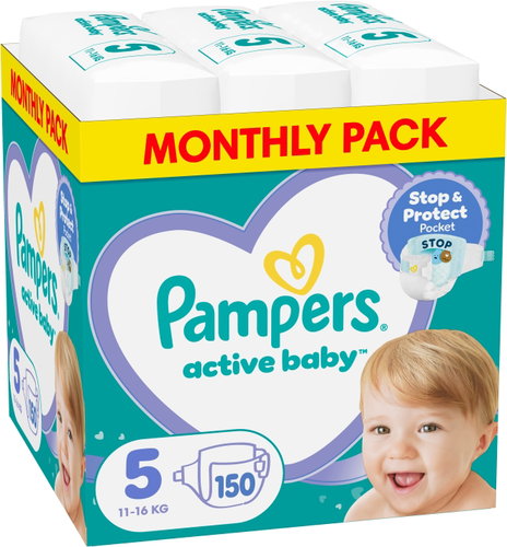 PAMPERS Active Baby size 5 Junior (150 pcs) - monthly pack - Disposable Nappies - Main image