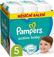 PAMPERS Active Baby veľkosť 5 Junior (150 ks) – mesačné balenie - Jednorazové plienky