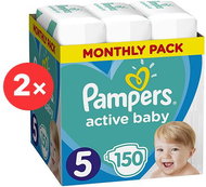 PAMPERS Active Baby size 5 Junior (2×150 pcs) - 2 months pack - Disposable Nappies