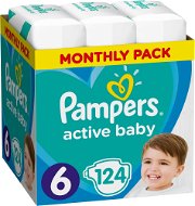 PAMPERS Active Baby veľ. 6 Extra Large (124 ks) – mesačné balenie - Detské plienky