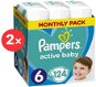 PAMPERS Active Baby, size 6 Extra Large (2×124pcs) - Two-Month Pack - Baby Nappies
