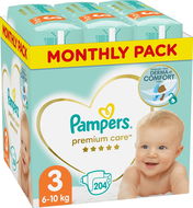 PAMPERS Premium Care 3-as méret Midi (204 db) - havi kiszerelés - Eldobható pelenka