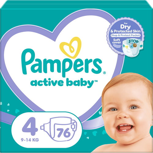 PAMPERS Active Baby 4 (76 db) 9-14 kg - Eldobható pelenka - Fő fotó