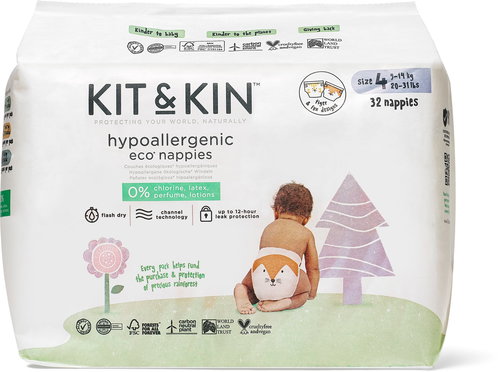Kit & Kin Eko Naturally Dry Nappies size 4 (32 pcs) - Disposable Nappies - Main image