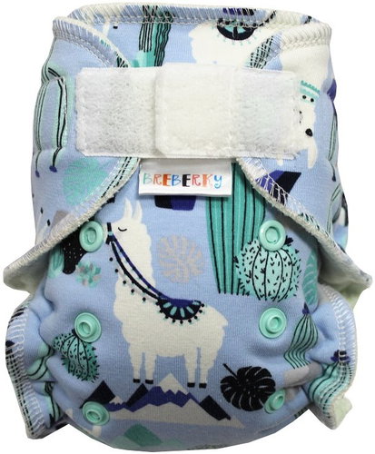 BREBERKY Cloth diaper MINI - Lama in the mountains SZ, mint velor - Nappies - Main image
