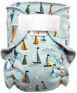 BREBERKY cloth panties MINI - Seagull and sailboat on gray NW, gray velor - Nappies