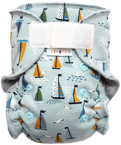 BREBERKY cloth panties MINI - Seagull and sailboat on gray NW, gray velor - Nappies - Main image
