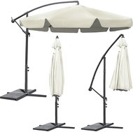 Plonos Folding garden parasol 8 segments beige 350cm - Sun Umbrella