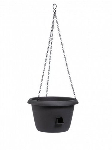 PLASTIA Květináč samozavlažovací - žardina SIESTA, průměr 25cm, s kovovým závěsem, antracit - Květináč - Main image
