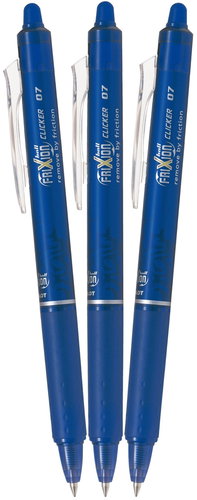PILOT FriXion Clicker 07 / 0,35 mm, kék - 3 darabos csomagban - Radírozható toll - Fő fotó