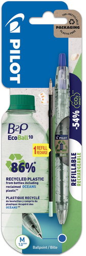 PILOT B2P EcoBall Ocean Plastic - M - blau + blaue Nachfüllpackung - Kugelschreiber - Hauptbild