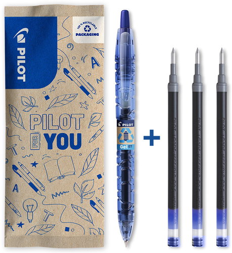 PILOT B2P Gel 07, blau + 3x Nachfüllpackung - Roller - Hauptbild