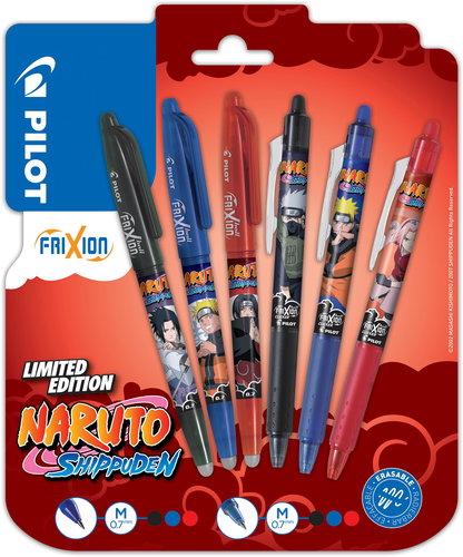 PILOT FriXion Ball 07 + Clicker 07 Naruto - 6er-Set - Radierstift - Hauptbild