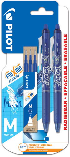 PILOT FriXion Clicker 07 / 0.35 mm - balení 2 ks + modrá náplň - Eraser Pen - Main image