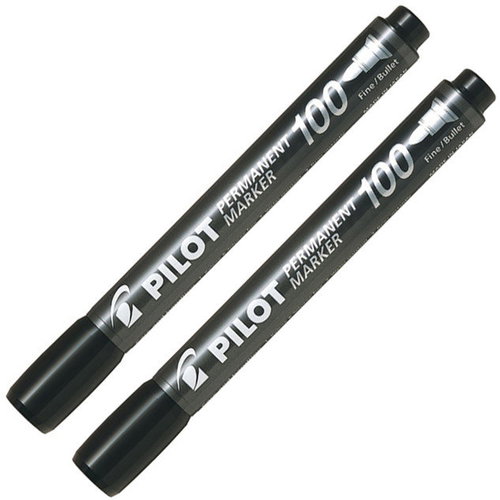 PILOT Permanent Marker 100 1,0 mm, černý, balení 2 ks - Marker - Main image