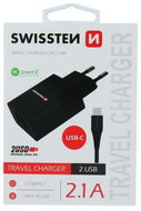 Swissten nabíječka USB-C (Type-C) Dual Smart IC 2.1A - Nabíječka do sítě