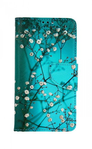 TopQ Wallet Phone Case for iPhone 13 Blue with Flowers 66337 - Phone Case - Main image
