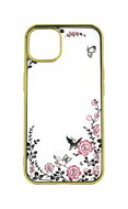 TopQ Cover iPhone 13 Silicone Gold with Pink Flowers 67832 - Phone Cover