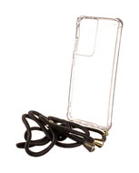 Forcell Cover TopQ Samsung S21 Ultra silicone with black cord transparent 63070 - Phone Cover