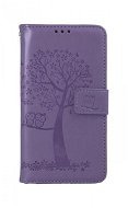 TopQ Puzdro iPhone 13 mini knižkové Fialový strom sovičky 66433 - Puzdro na mobil