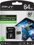 PNY MicroSDXC High Performance 64GB Class 10 UHS-I + SD Adaptor - Memory Card