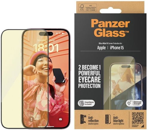 PanzerGlass Apple iPhone 15  AntiRexní & AntiBlue s instalačním rámečkem - Ochranné sklo - Hlavní obrázek