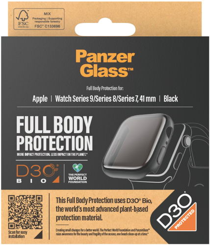 PanzerGlass Apple Watch 9/8/7 41mm ochranný kryt s D30 (černý rámeček) - Ochranný kryt na hodinky - Hlavní obrázek