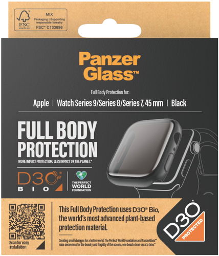 PanzerGlass Apple Watch 9/8/7 45mm ochranný kryt s D30 (černý rámeček) - Ochranný kryt na hodinky - Hlavní obrázek