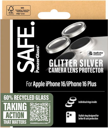 PanzerGlass SAFE Camera Apple iPhone 16/16 Plus třpytivě stříbrné HoOps - Ochranné sklo na objektiv - Hlavní obrázek