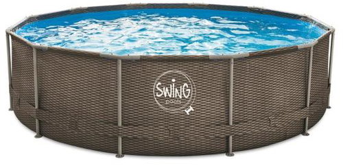 POLYGROUP Swing frame pool 4,27 × 1,07 m, rattan motif - Pool - Main image