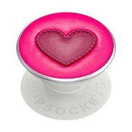 PopSockets PopGrip Gen.2, Stitched Love Heart, umelá koža, 3D srdiečko - Držiak na mobil
