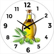Nástenné sklenené hodiny Olivový olej (1) – 34 cm - Nástenné hodiny