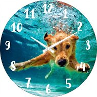 Nástěnné skleněné hodinyPes pod vodou - 34 cm - Nástěnné hodiny
