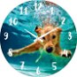 Nástenné sklenené hodiny Pes pod vodou – 34 cm - Nástenné hodiny