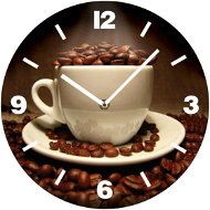 Nástěnné skleněné hodiny Šálek s kávovými zrnky - 30 cm - Nástěnné hodiny