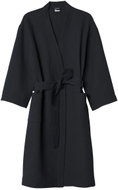 Vizzy cotton waffle-weave bathrobe, size S, black - Bathrobe