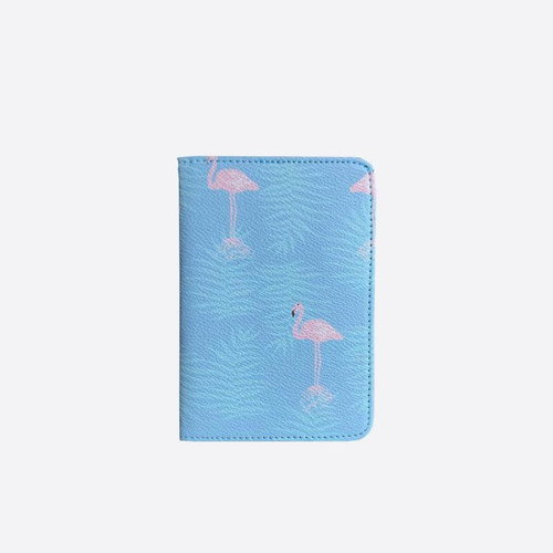 Blue passport cover with flamingo - Document Holder - Main image