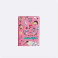 Pink passport cover with a fun people motif - Document Holder