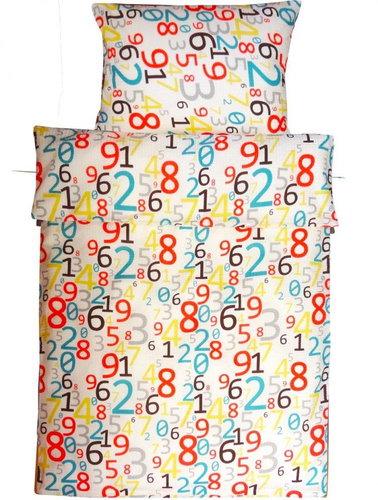 4sleep Crepe linen 140 × 200 70 × 90 cm - 251 Colored numerals - Bed Linen - Main image