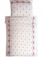 4sleep Flannel bedding 140 × 200 70 × 90 cm - Red flowers on white - Bed Linen